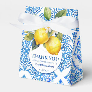 Caixinha De Lembrancinhas Azulejos Azuis Amalfi Lemon Casamento Obrigado Bag