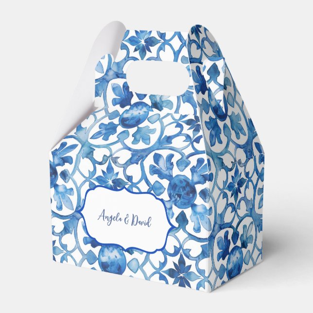 Caixinha De Lembrancinhas Azulejos Azuis Brancos Costa Amalfitana Itália  (Frente)