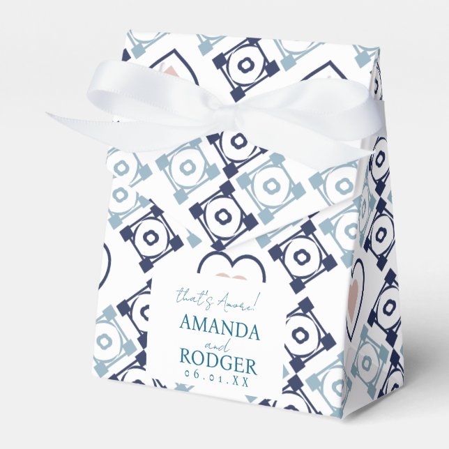 Caixinha De Lembrancinhas Azulejos e Corações Italianos That's Amore (Frente)