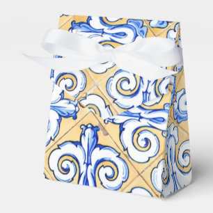 Caixinha De Lembrancinhas Azulejos Espanhóis - Azulejo Azul, Amarelo e Branc