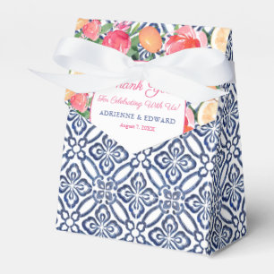 Caixinha De Lembrancinhas Azulejos Espanhóis Brancos Florais Citros Casament