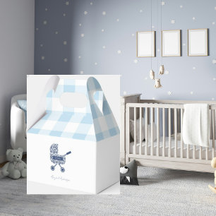 Caixinha De Lembrancinhas Baby Blue Gingham Chá de fraldas