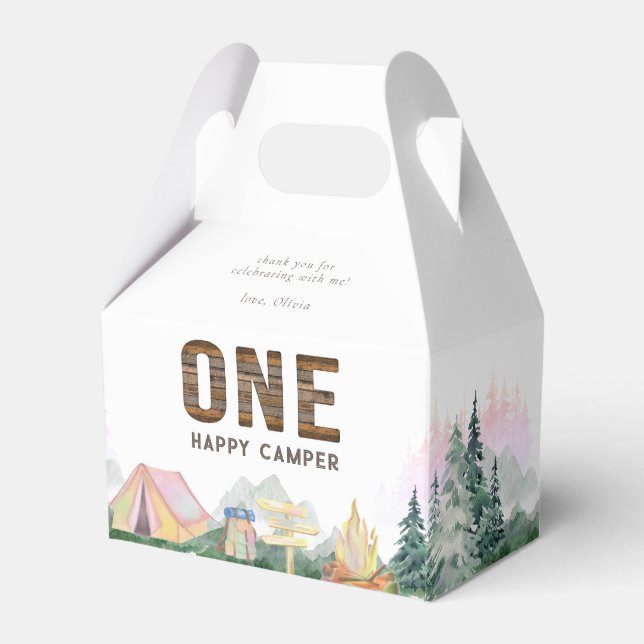 Caixinha De Lembrancinhas Baby Girl One Happy Camper Birday (Frente)
