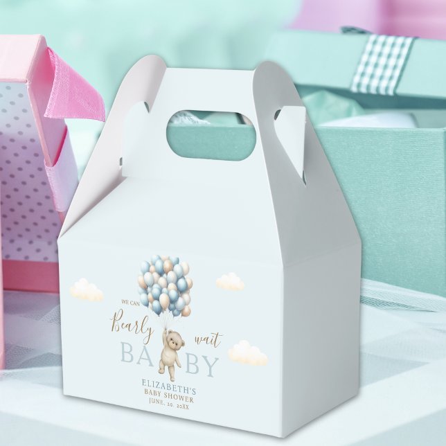 Caixinha De Lembrancinhas Baby Shower Favor Box – Cute Bear with Balloons –  (Criador carregado)