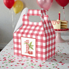 Caixinha De Lembrancinhas Baby's Cherry First Red Gingham Birthday