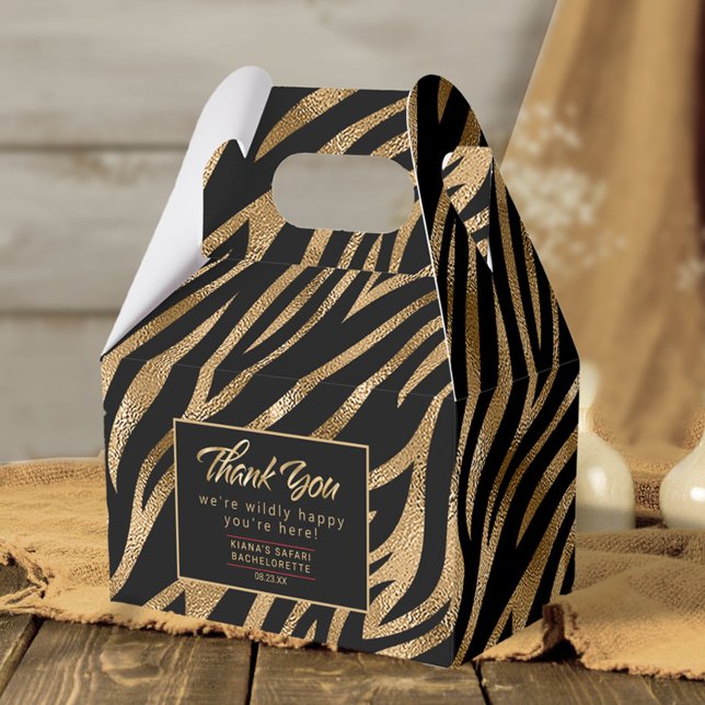Caixinha De Lembrancinhas Bachelorette Zebra Dourada, Willy Happy, ID1151 (Criador carregado)