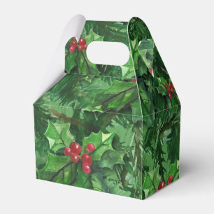 Caixinha De Lembrancinhas Bagas do azevinho do Natal da aguarela