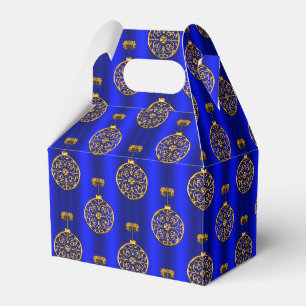 Caixinha De Lembrancinhas Balas de Natal Douradas em Azul