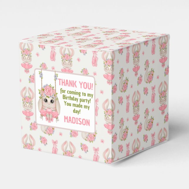 Caixinha De Lembrancinhas Ballerina temia bunny pastel rosa menina (Frente)