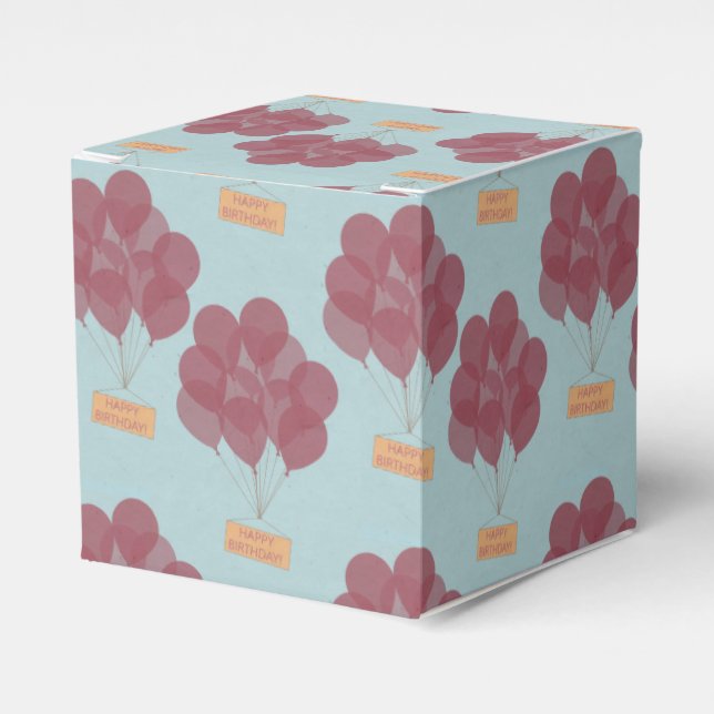 Caixinha De Lembrancinhas Balões de aniversário felizes (Frente)