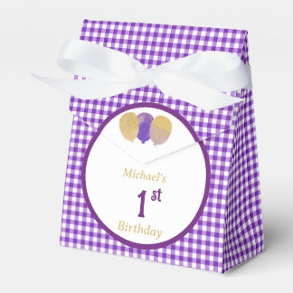 Caixinha De Lembrancinhas Balões de Brilho de Xadrez Roxo Personalizados com