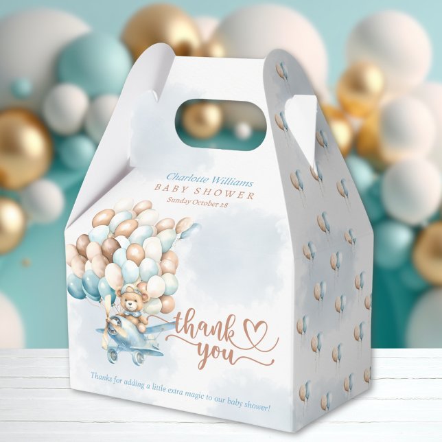 Caixinha De Lembrancinhas Balões de Urso Azul (We can bearly wait baby shower favor box, bear gift, cute teddy bear, we can bearly wait invite,)