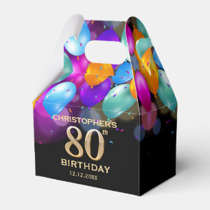 Caixinha De Lembrancinhas Balões Festa de aniversário preto e Dourado