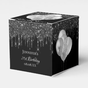 Caixinha De Lembrancinhas Balões festas de aniversário pretos de prata