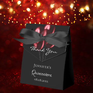 Caixinha De Lembrancinhas Balões vermelho preto de quinceanera