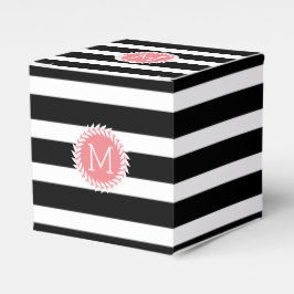 Caixinha De Lembrancinhas Bandas brancas e pretas monogramas e coroa branca