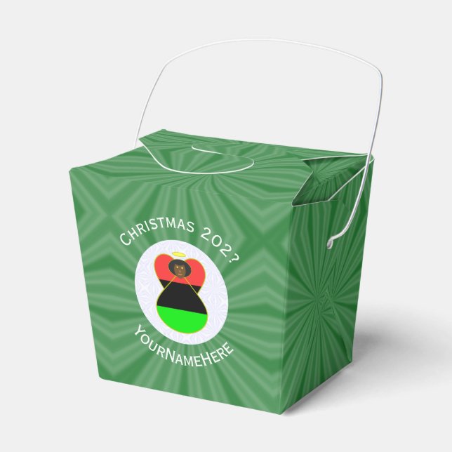 Caixinha De Lembrancinhas Bandeira de Natal do Anjo da Diáspora Africana Per (Frente)