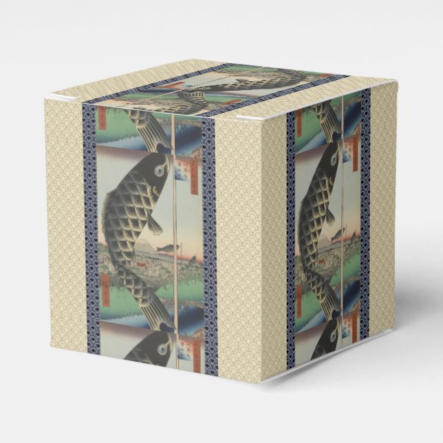 Caixinha De Lembrancinhas Bandeira do Festival de Peixes Koi Hiroshige Japon (Frente)