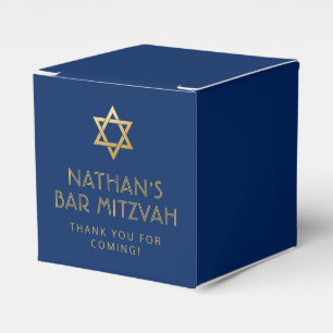 Caixinha De Lembrancinhas Bar Personalizado Dourado Azul Escuro Mitzvah