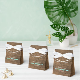 Caixinha De Lembrancinhas Barnwood Lights Teal Bat Mitzvah Favor Box