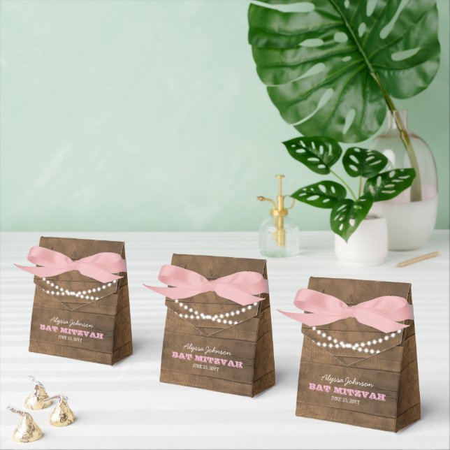 Caixinha De Lembrancinhas BarnwoodLights Pink Bat Mitzvah Favor Box (Múltiplo)