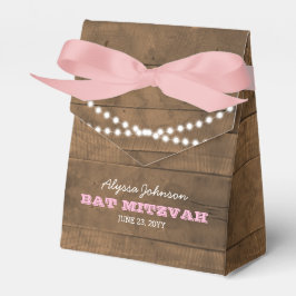 Caixinha De Lembrancinhas BarnwoodLights Pink Bat Mitzvah Favor Box