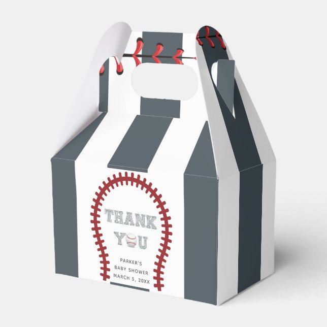Caixinha De Lembrancinhas Baseball Obrigado Chá de fraldas personalizado (Frente)