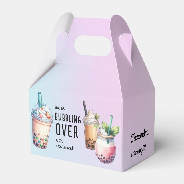 Caixinha De Lembrancinhas Bater no chão com o aniversário do chá bobba de ex (Frente)