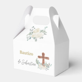 Caixinha De Lembrancinhas Batismo floral branco