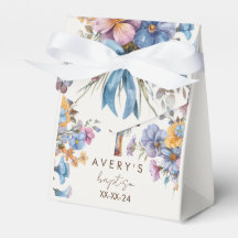 Batismo moderno azul-aquarela cruz elegante