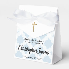 Caixinha De Lembrancinhas Batismo personalizado Baby Boy Blue Dourado Cross