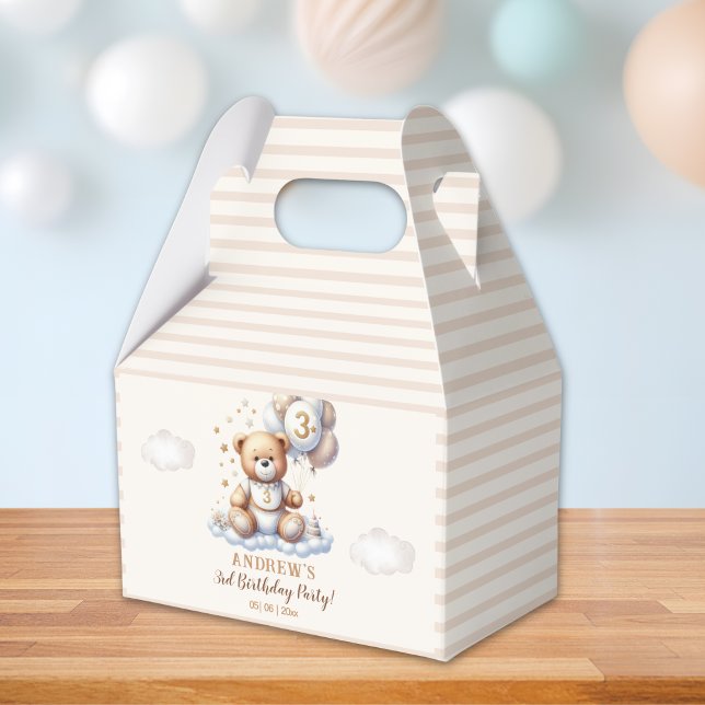 Caixinha De Lembrancinhas Bear-y Cute – 3rd Birthday Party Treat Boxes (Criador carregado)