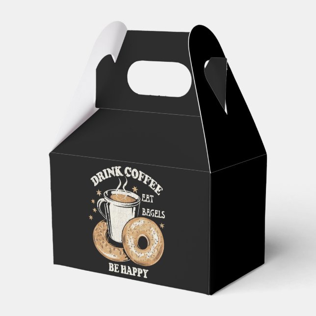 Caixinha De Lembrancinhas Beba Café Coma Bagels Seja Feliz (Frente)
