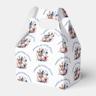 Caixinha De Lembrancinhas Beball Bat Feliz Aniversário Nome Crianças-Padrão