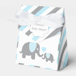Caixinha De Lembrancinhas Bebê Azul e Cinza Elefante Listrado