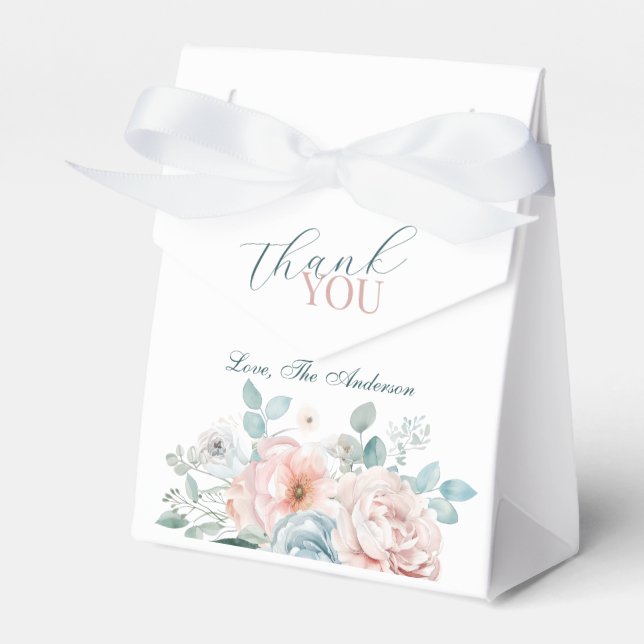 Caixinha De Lembrancinhas Bebê em Bloom Azul Bebê Obrigado (Frente)