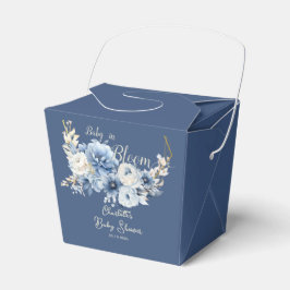 Caixinha De Lembrancinhas Bebê Em Chá de fraldas De Flores Azuis Elegantes