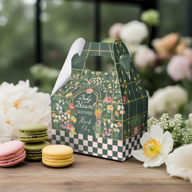 Caixinha De Lembrancinhas Bebê no Bloom Chá de fraldas Floral Garden Greenho (Baby in Bloom Baby Shower Floral Garden Greenhouse Favor Boxes)