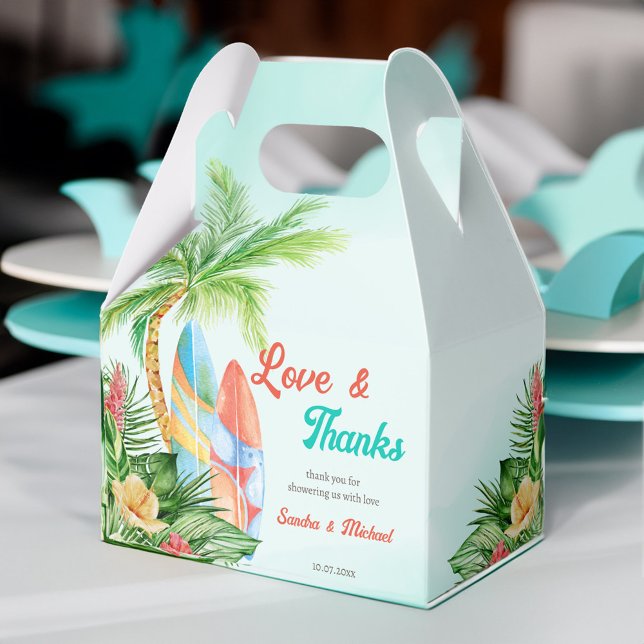 Caixinha De Lembrancinhas Bebê no obrigado de chá de fraldas de surfe tropic (Baby on board tropical surfing baby shower thank favor box)