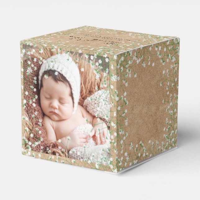 Caixinha De Lembrancinhas Bebê Respira Aquarela Floral Baptism Cute (Verso)