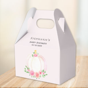 Caixinha De Lembrancinhas Bebês Rosa-Rosa-Pumpkin Floral Meninas Caem Chá