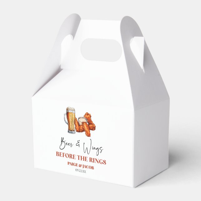 Caixinha De Lembrancinhas Beer and Wings Before The Rings Rehearsal Dinner (Frente)