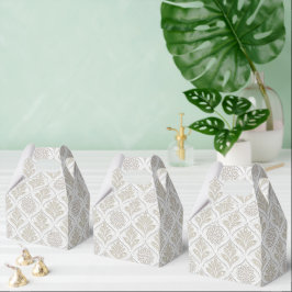 Caixinha De Lembrancinhas Beige & White Sparkling Quatrefoil Pattern