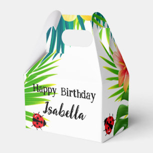 Caixinha De Lembrancinhas Bela Bolinhas Ladybug Summer Flower Palm Aniversár