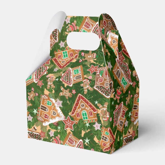 Caixinha De Lembrancinhas Bela Casas de Pão de Natal Verde (Frente)