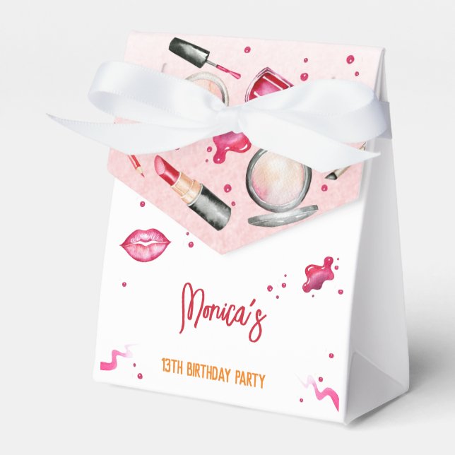 Caixinha De Lembrancinhas Beleza e maquiagem festa de aniversário spa (Frente)