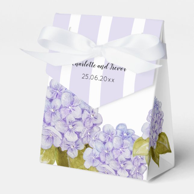 Caixinha De Lembrancinhas Belos Tons De Hortênsia Violeta Azul (Frente)