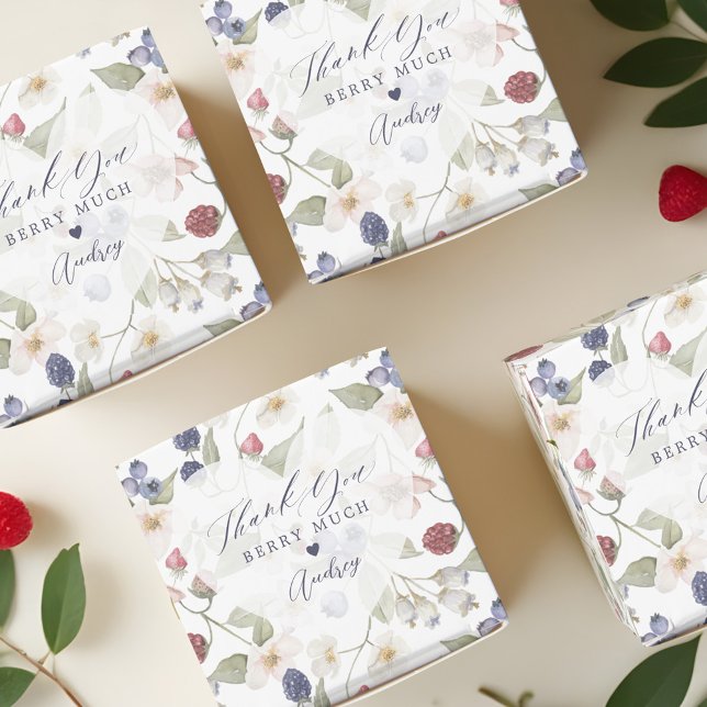 Caixinha De Lembrancinhas Berries, Chá de fraldas Selvagem, Muito Obrigado (Berry Sweet Baby Shower Wild Berries Thank You Favor Boxes)