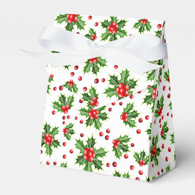 Caixinha De Lembrancinhas Berries Vermelhos Holly, Natal Clássico (Frente)