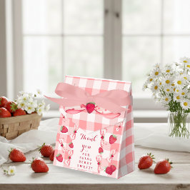 Caixinha De Lembrancinhas Berry First Birthday Red Gingham Bows Square